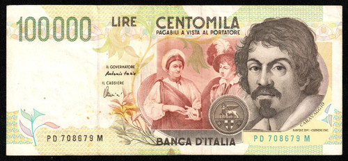 100000 lire caravaggio - lire,