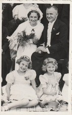 B -Foto Photo Fotografia Anni 40 - Coppia Sposi Matrimonio e Damigelle