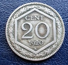 MONETA REGNO V.E.III 20 CENTESIMI 1920 ESAGONO,ZECCA DI ROMA,NC, CU/NI 3,87 GR. 