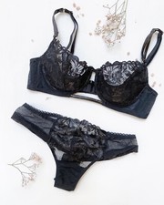 Reggiseno nuovo con etichette INTIMISSIMI EU 75B USA UK 34B slip S nero reggiseno pizzo