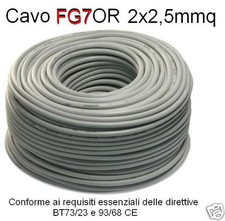 CAVO FG7OR 2 X 2.5 mmq FILO ELETTRICO PROLUNGA CAVETTO RIVESTITO 2X2,5 AL METRO