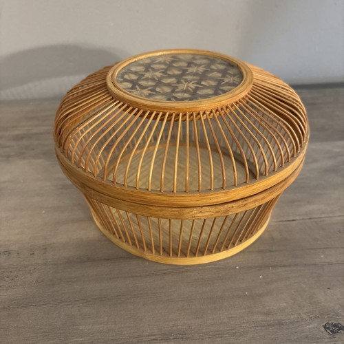 Vintage asian woven bamboo - vintage,