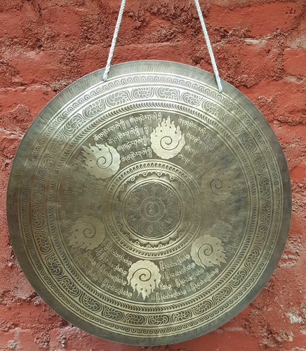 Gong piatto intagliato mantra