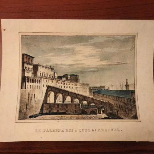 1850 litografia napoli palazzo - 1850,