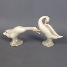Coppia Oche Porcellana LLADRÓ Spagna Sculture Naturalistiche Vintage XX Sec