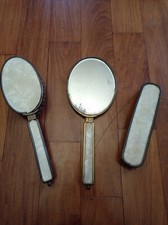 Set da toilette specchio e 2 spazzole vintage primi del '900 / periodo fascista
