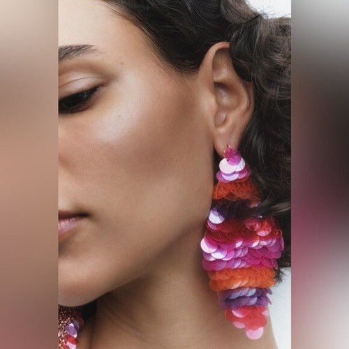 Zara cascade sequins - zara, earrings