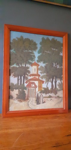 Huile sur panneau acajou - sur,