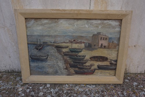 Vecchio dipinto paesaggio mare