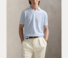 Ralph Lauren Uomo Polo TG XL piquè Jacquard Celeste colletto Johnny