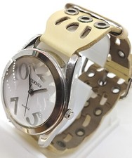 Orologio Bijoux Terner donna pelle filigrana cinturino panna 4577 batteria nuova *LEGGI*