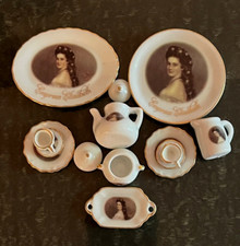 VINTAGE IMPERATRICE ELISABETTA D'AUSTRIA MINI SET DA TÈ PORCELLANA 14 PEZZI MEMO DI VIAGGIO