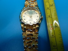 Orologio Vintage Ginevra Hong Kong Quarzo Tono Oro Pepita con Cristalli Placcati 18K