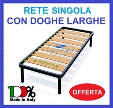RETE LETTO ORTOPEDICA IN DOGHE LARGHE SINGOLA A UNA 1 PIAZZA 80X190 MATERASSO