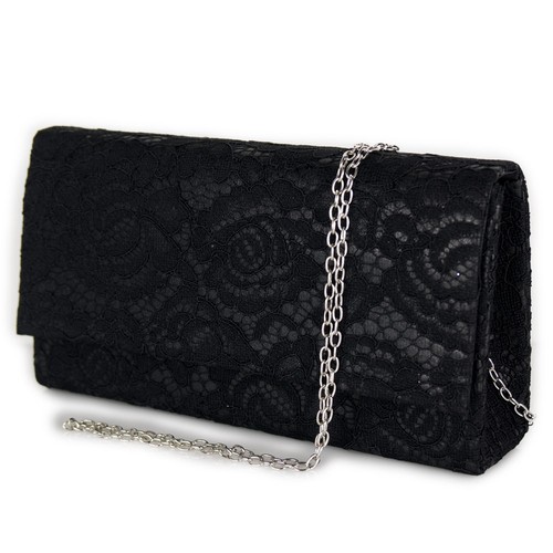 Pochette donna nera pizzo - pochette,