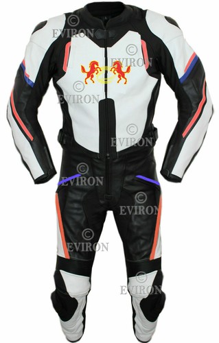 Tuta moto pelle bianca e - da,