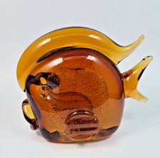 murano pesce vetro colore ambra l cm 10 x 8 h