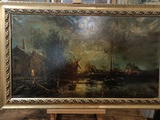 bel quadro "PAESAGGIO NOTTURNO" olio su tela firmato GIRARDI E 80 x 45