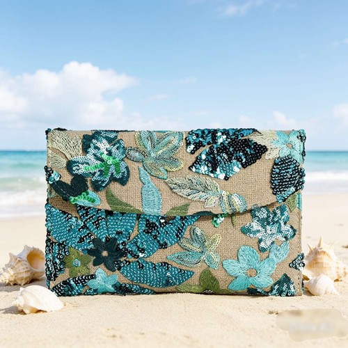 Pochette paglia ricamata - di,