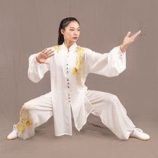 Abbigliamento Tai Chi Arti Marziali Tuta Kungfu Uniforme Uomo Donna Uniforme Bianca 