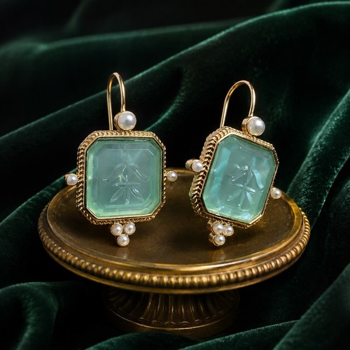 Orecchini museo intaglio menta - orecchini,