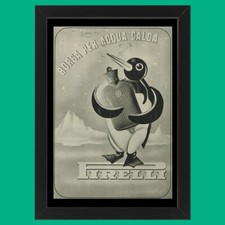 Anni ' 40  * Pubblicità Originale "Pirelli, Pinguino, Borsa Acqua Calda” Cornice