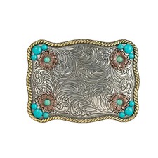 Fibbia cintura buckle western country cowboy turchese  rettangolare Balzin Roxx