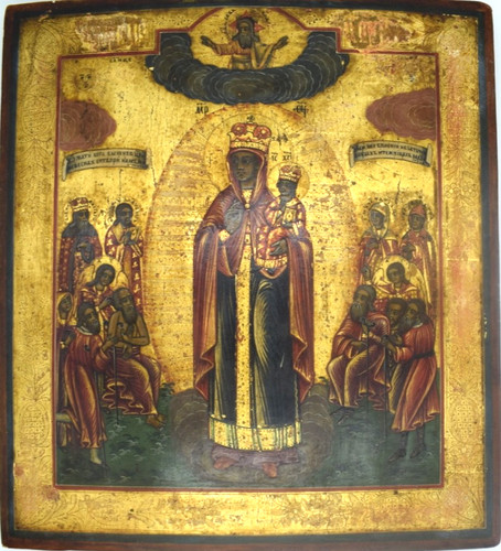 Icona russa antica madre - antica,