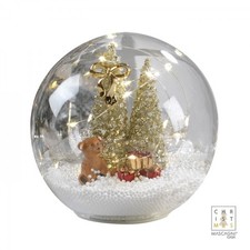 Palla di Natale in vetro Mascagni con orso e led12 cm  C3032