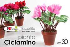 PIANTA CICLAMINO 30 cm CON VASO PIANTINA FINTA ARTIFICIALE FIORI FIORE DECORO AS