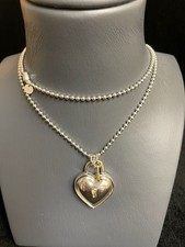 Collana Tiffany & Co. Cuore Lucchetto Chiave Pendente 34" -925 Oro Giallo 18k