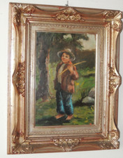 Antico dipinto olio - olio, su