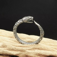 Anello Serpente Piuma Argento
