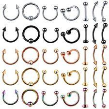 piercing orecchino sopracciglio banana ombelico titanio palline punte circolari