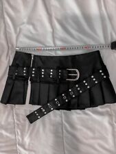 Punk Pleated Leather Mini Skirt XS minigonna pieghe di pelle y2k skirt 2k1 belt
