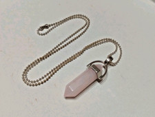 Collana Pietra Ciondolo Quarzo Rosa a Punta Laser Amore Cristalloterapia Rosa 
