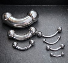 1pz Ponte bilanciere curvo piegato filettato internamente in acciaio 316L, PA, anello sopracciglia