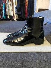 TOD'S LUSSO BOOTS CHELSEA BLACK PATENT ORIGINAL 9 US 39 EUR 6 UK