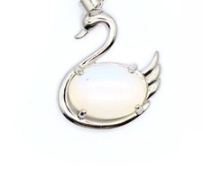 Collana ciondolo cigno pietra di luna naturale con GARANZIA argento 925 NUOVA
