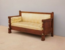 Divano Impero con montante a clessidra in legno di noce, metà '800 - L 198 cm!