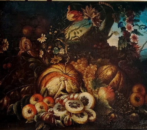 Antico dipinto olio tela - su,