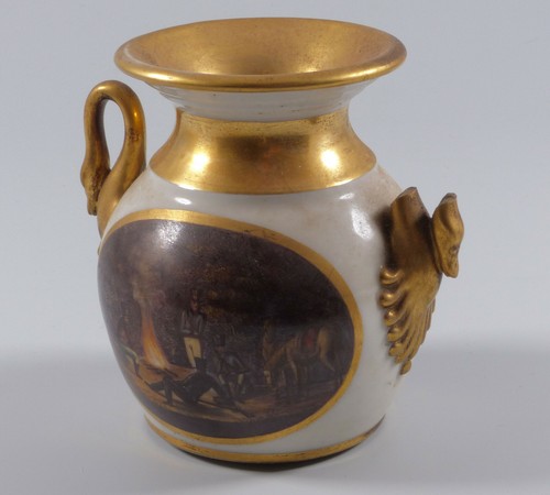 Vaso con veduta fiume - , mulino