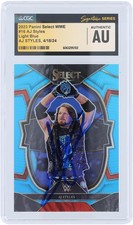 AJ Styles Signed 2023 Panini Select Light Blue Prizm #16 #/249 CGC Fanatics Card