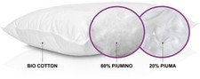 Cuscino 80% Piumino D'Oca (Cotone Biologico) Made in Italy Pillux Alta Qualità