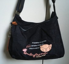 Borsa nera in tessuto BUBYLUNA a tracolla con 2 tasche esterne ed una interna 