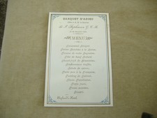 MENU' DI ADDIO EGITTO 1887  "BANCHETTO IN RICORDO DEL GEN. STEPHENSON"