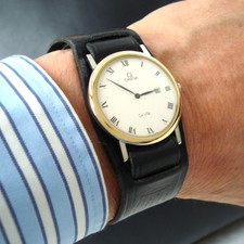 Orologio da polso uomo Omega DeVille quarzo 33 mm data nuova batteria bicolore orologio