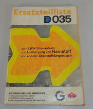 Catalogo Ricambi Spargiletame D 035 per Camion W 50 Landmaschinenbau Güstrow