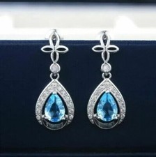 Pear Cut Simulated Blue Topaz