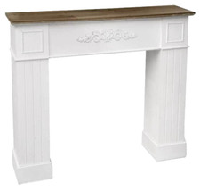 CORNICE FINTO CAMINO DECORATIVA CAMINETTO LEGNO BIANCO MARRONE MODERNO 110*23*96